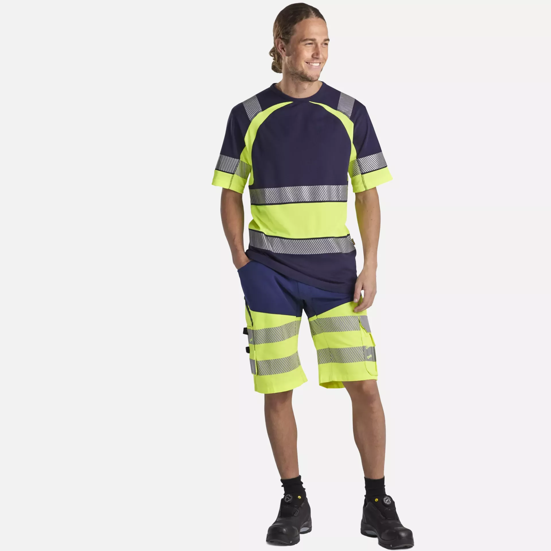 Blaklader 154118118933, High Vis Stretch Shorts, Navy Blue/ Yellow, image 5
