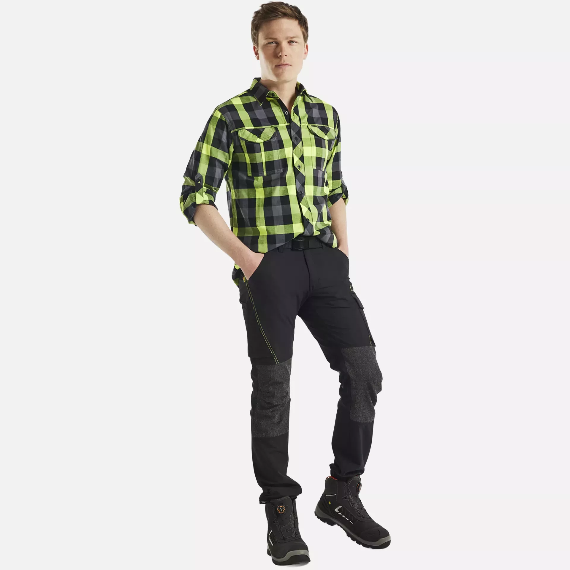Blaklader 142216459933, 4-Way Service Stretch Work Trousers, Black/Yellow, image 5