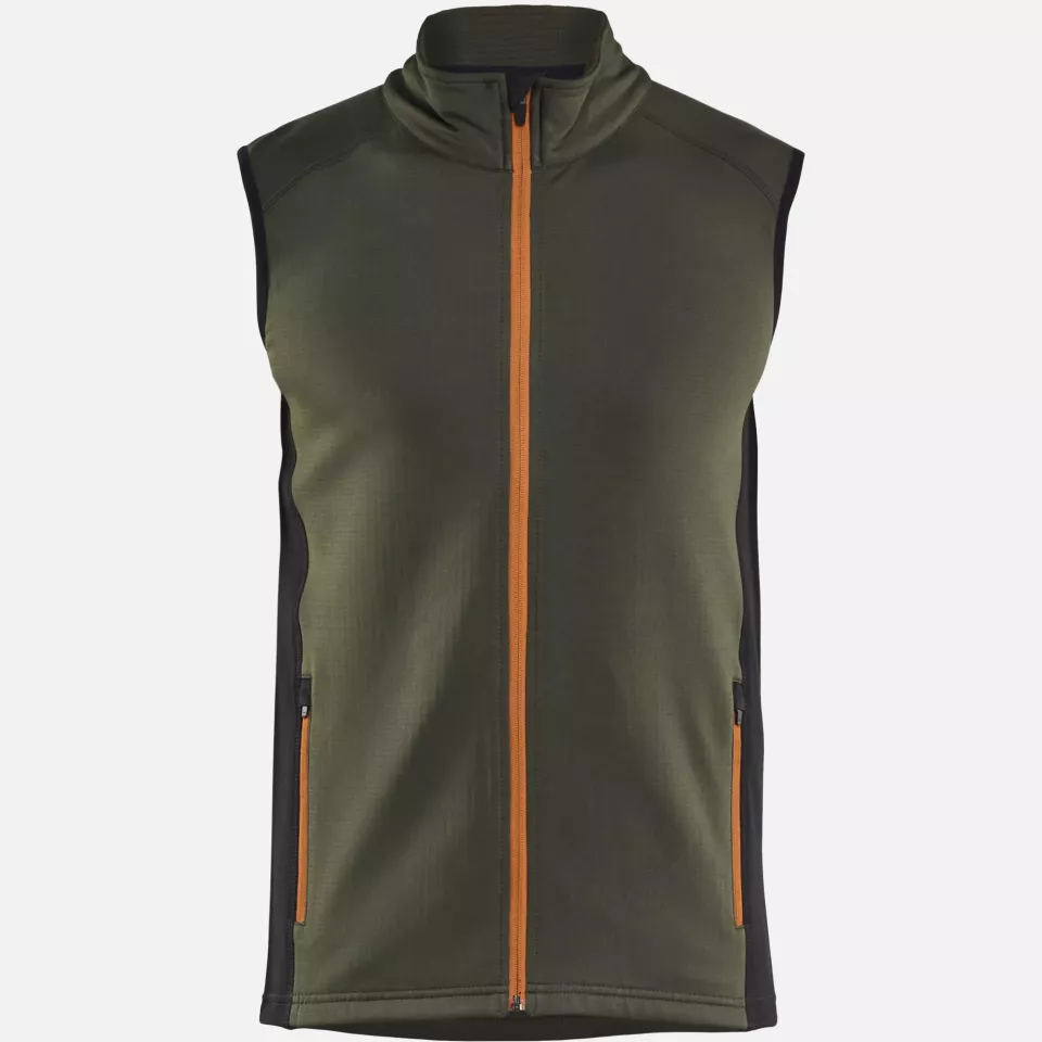 Blaklader 473625394240, STRIKER Fleece Vest, Forest Green/Rust, image 1, gallery thumbnail