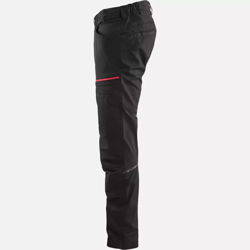 Blaklader 145618459956, Stretch Work Trousers, Black/Red, image 3, gallery thumbnail