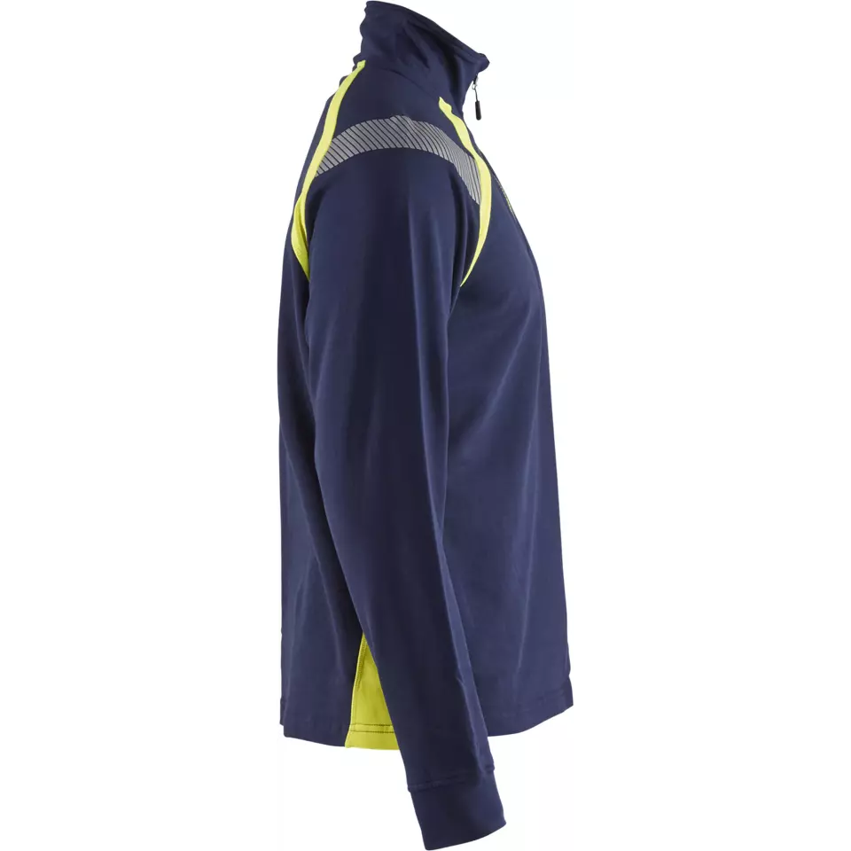 Blåkläder 343211588933, Half-Zip Sweatshirt, Navy Blue/ Yellow, image 2, gallery thumbnail
