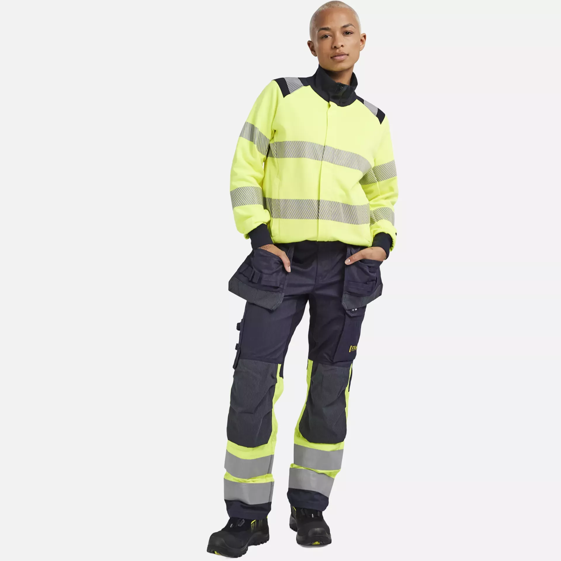 Blaklader 347117623389, Ladies Multi-Norm High Vis Sweatshirt with Zip, Yellow/Navy, image 5