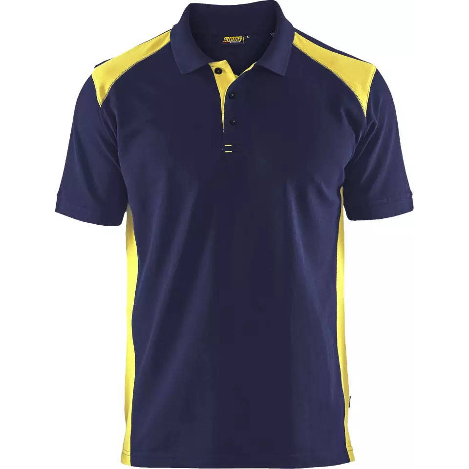 Blaklader 332410508933, Polo Shirt, Navy Blue/ Yellow, image 1, gallery thumbnail