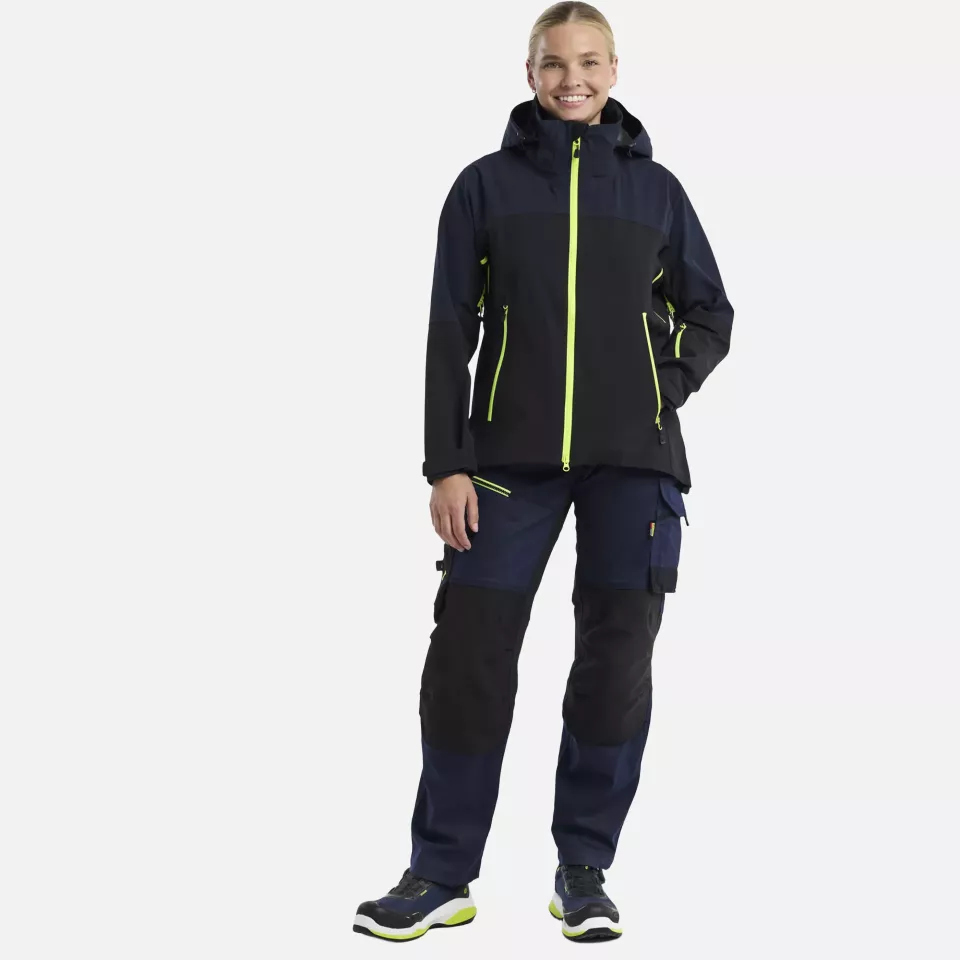 Blaklader 470819168633, Striker Ladies Stretch Shell Jacket, Dark Navy/High Vis Yellow, image 6, gallery thumbnail