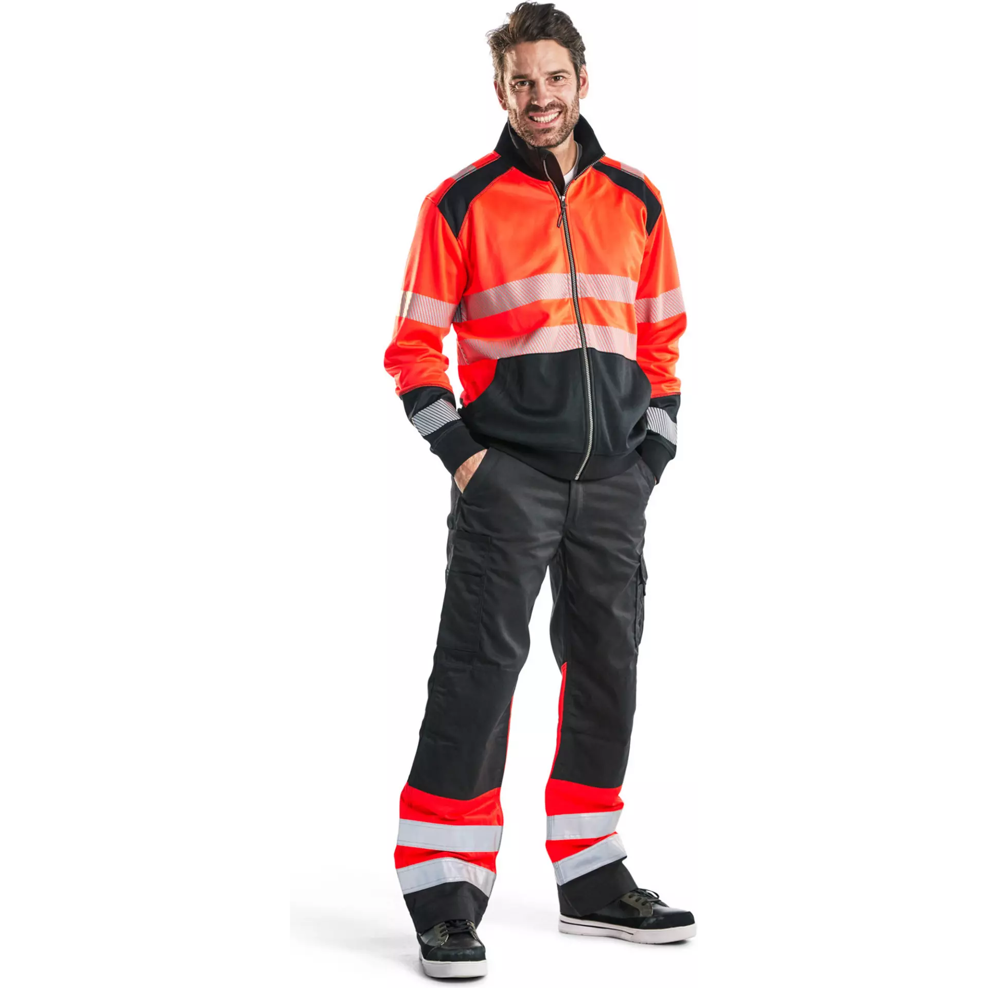Blåkläder 355825285599, High Vis Reißverschluss Sweatshirt, Rot/Schwarz, image 5