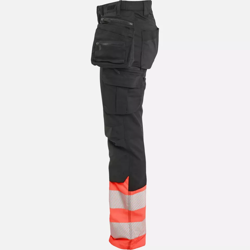 Blaklader 703011499955, High Vis Ladies Stretch Trousers, Black/High Vis Red, image 3, gallery thumbnail