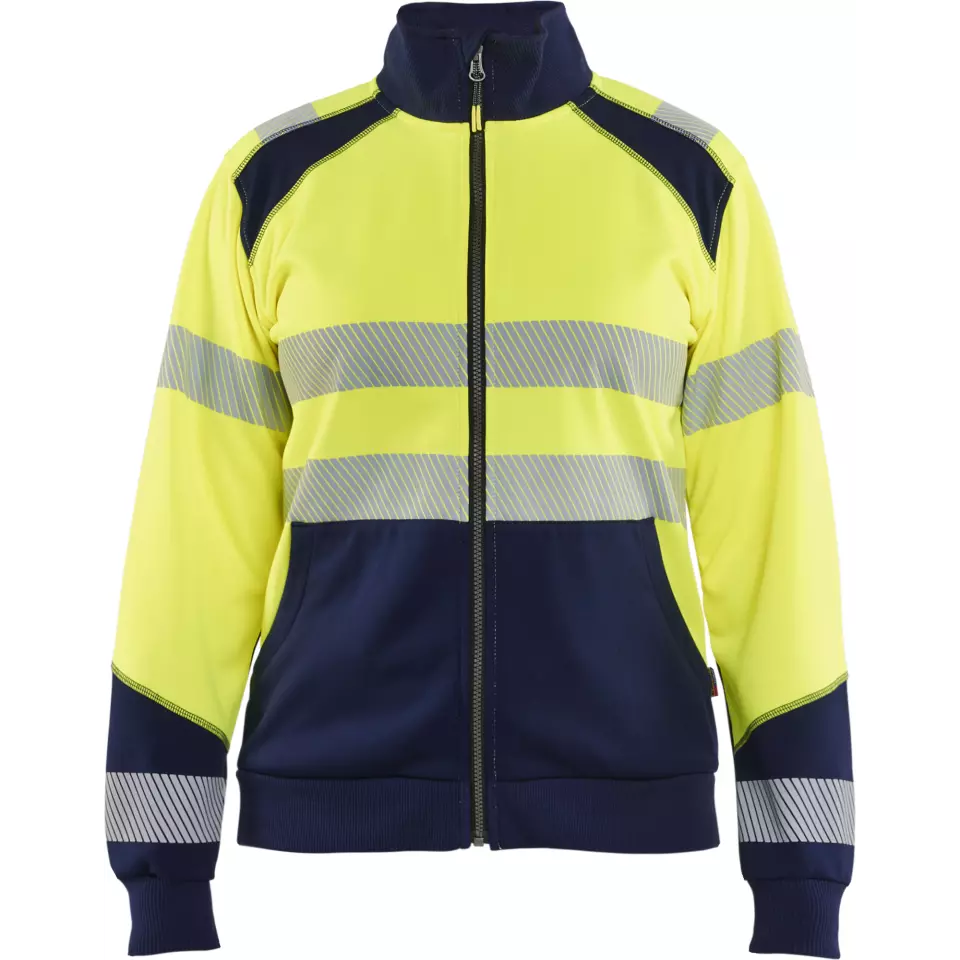 Blaklader 350825283389, High Vis Ladies Full Zip Sweatshirt, Yellow/Navy Blue