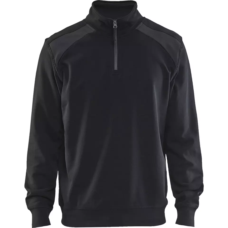 Blåkläder 335311589996, Two-Tone Half-Zip Sweatshirt, Black/Medium Grey, image 1, gallery thumbnail