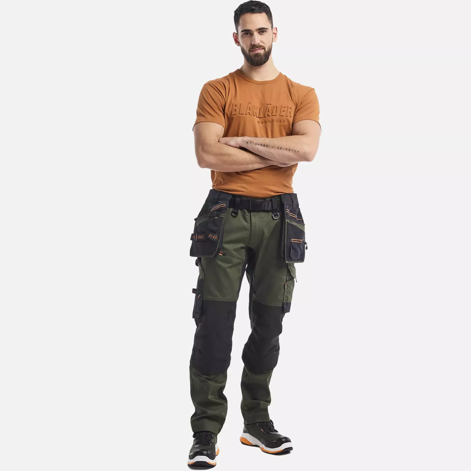 Blaklader 197011494240, STRIKER Stretch Craftsman Work Trousers, Forest Green/Rust, image 5