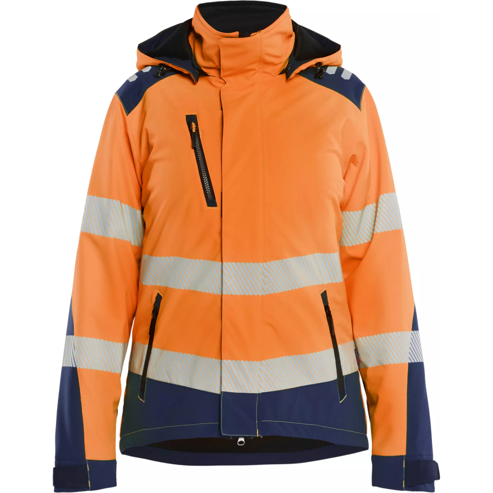 Blaklader 440125135389, High Vis Ladies Lined Lightweight Softshell Winter Jacket, Orange/Navy Blue