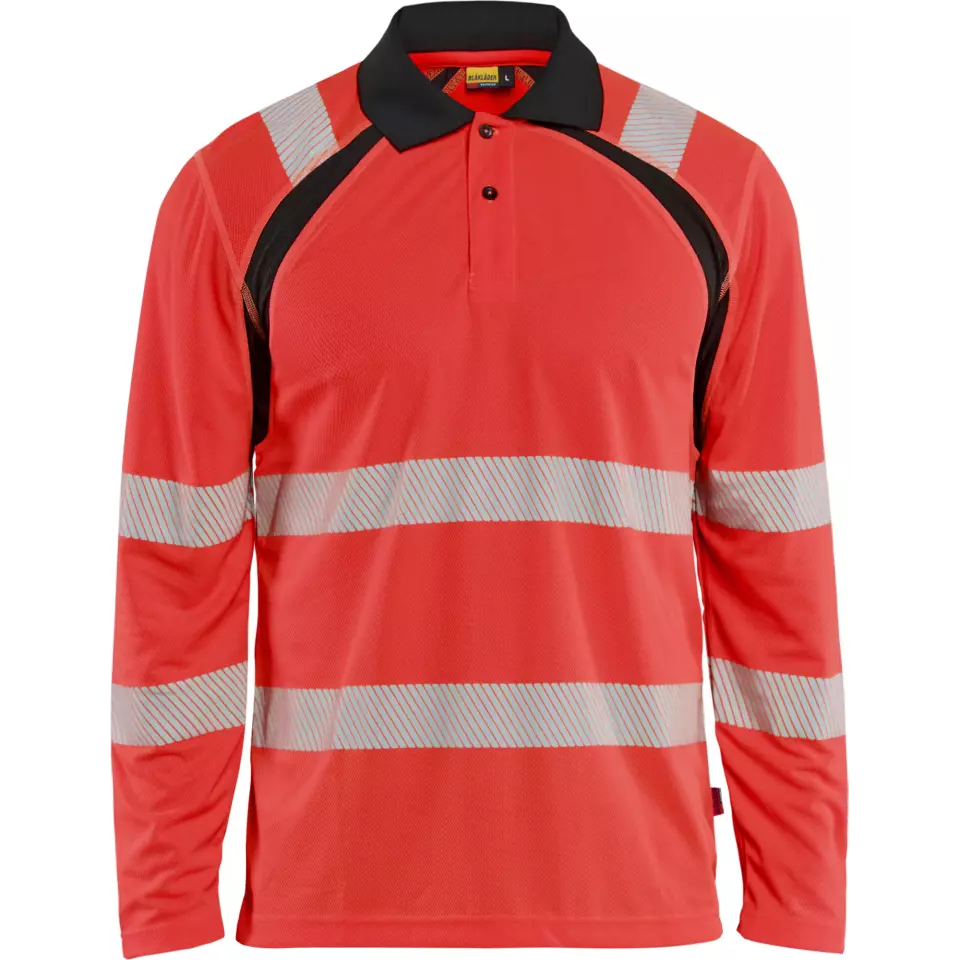 Blaklader 359810135599, High Vis UV Protection Long Sleeve Polo Shirt, Red/Black, image 1, gallery thumbnail