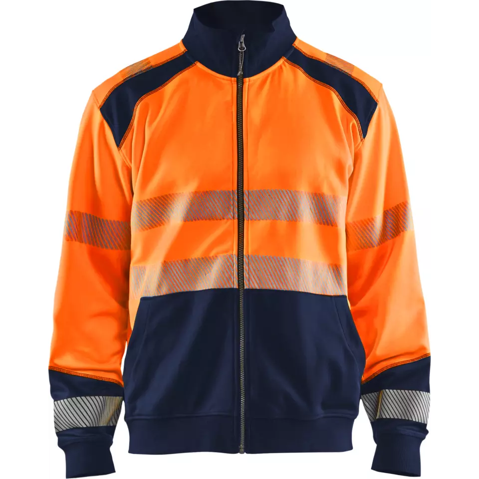 Blaklader 355825285389, High Vis Zip Sweatshirt, Orange/Navy Blue