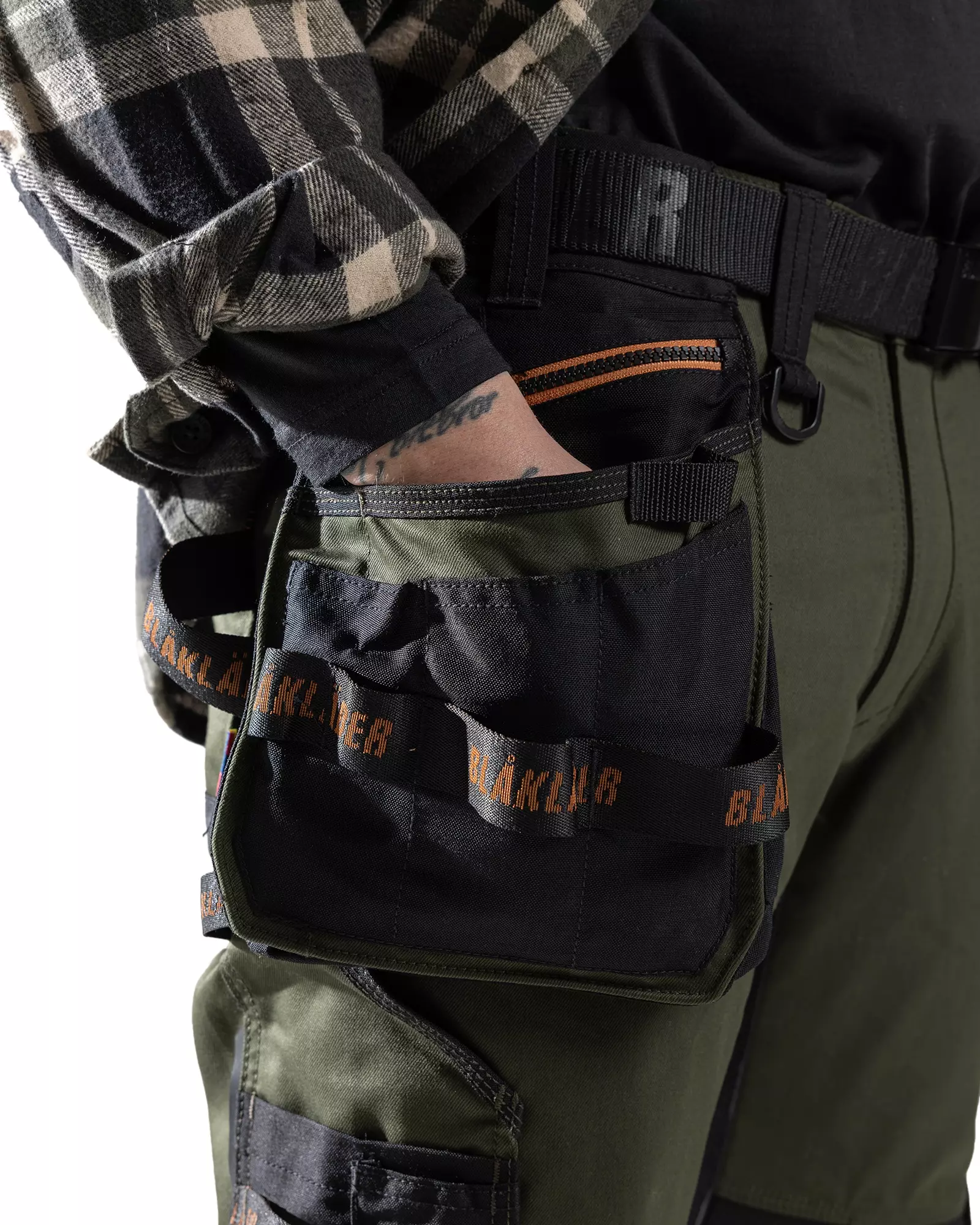 Blaklader 197711494240, STRIKER Stretch Pirate Shorts, Forest Green/Rust, image 5