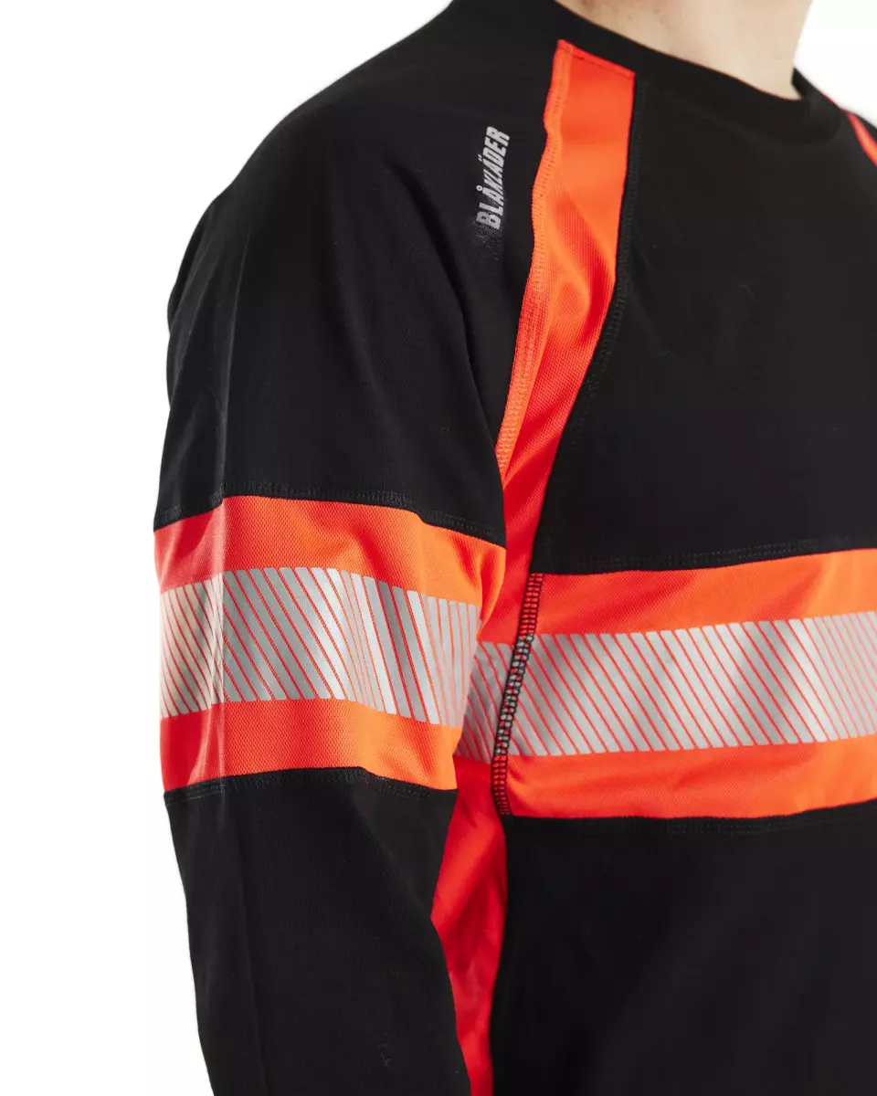 Blaklader 351010309955, Long Sleeve High Vis Shirt, Black/High Vis Red, image 6, gallery thumbnail