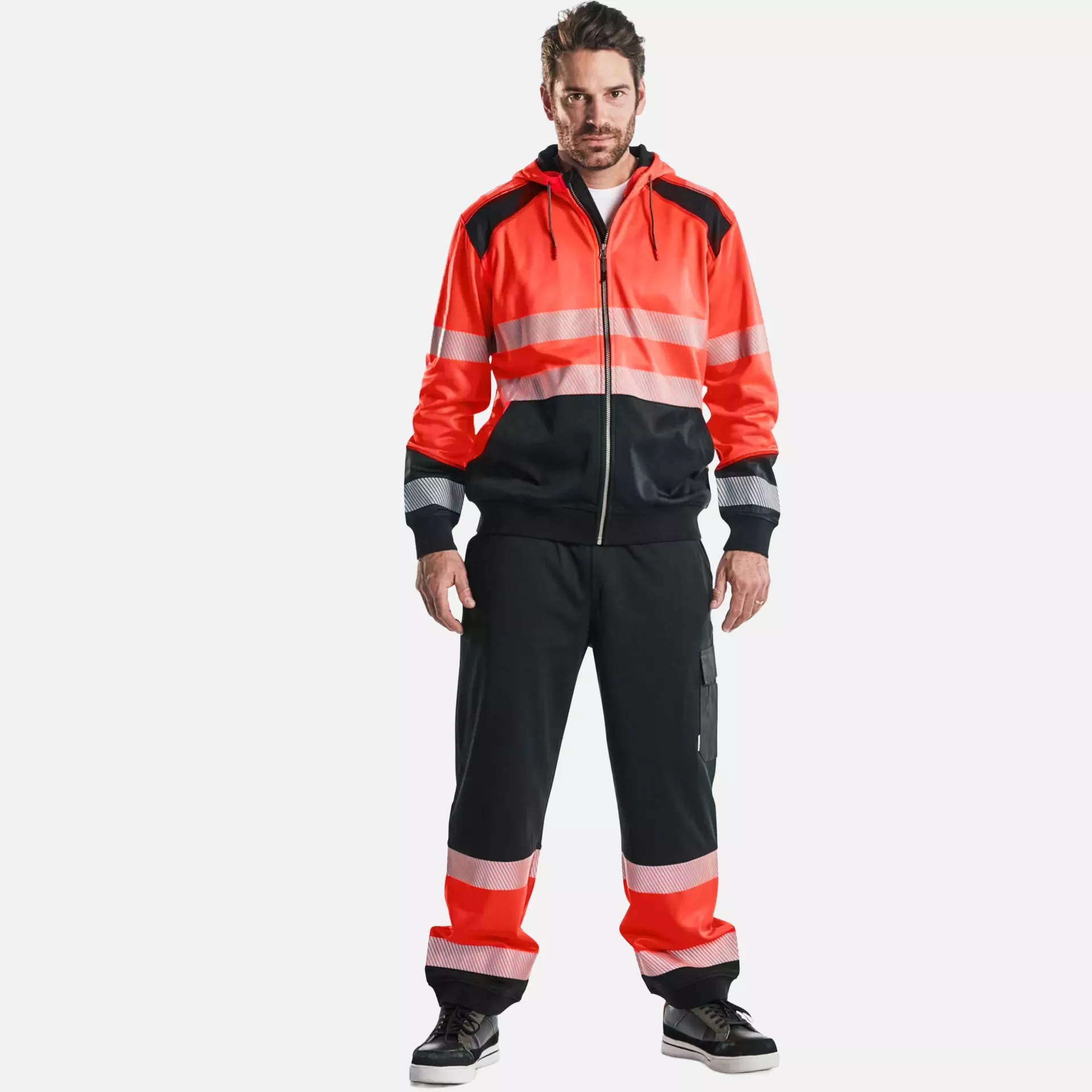 Blaklader 354625285599, High Vis Hooded Sweatshirt, Red/Black, image 5