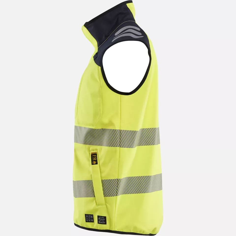 Blaklader 384915603389, Multinorm Softshell Vest, Yellow/Navy, image 2, gallery thumbnail