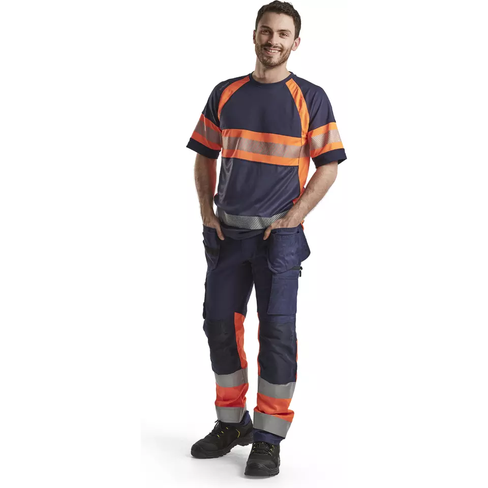 Blaklader 333710518953, High Vis UV Protection T-Shirt, Navy/Orange, image 5, gallery thumbnail