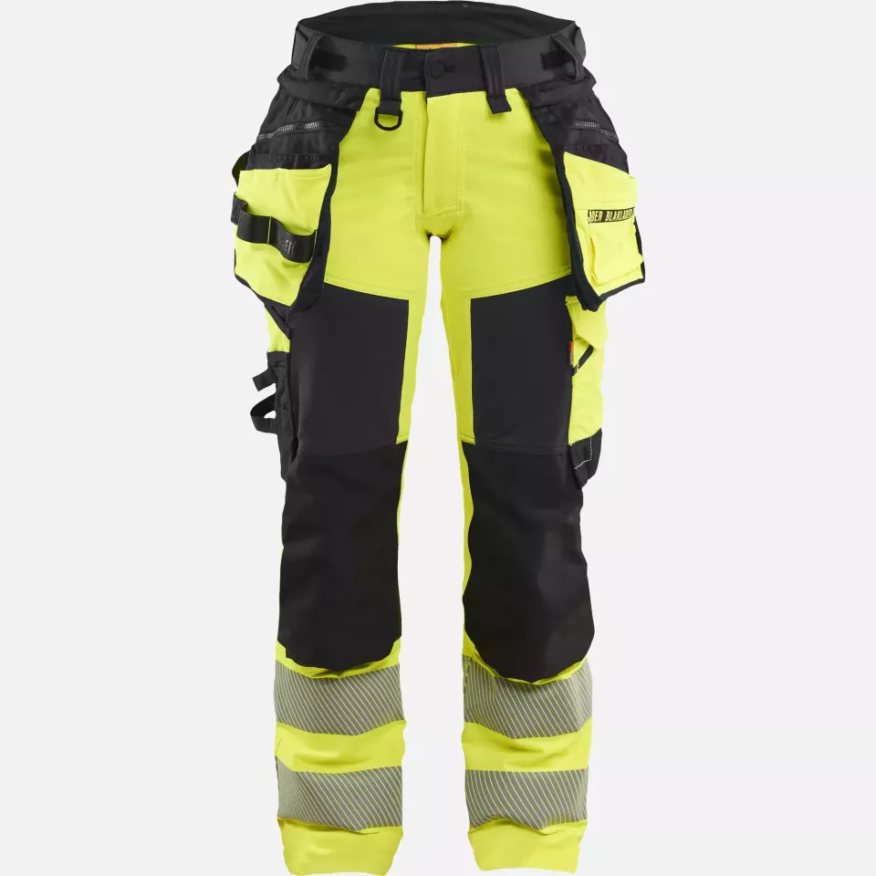 Blaklader 702216483399, High Vis Ladies 4-Way Stretch Trousers, Yellow/Black, image 1, gallery thumbnail