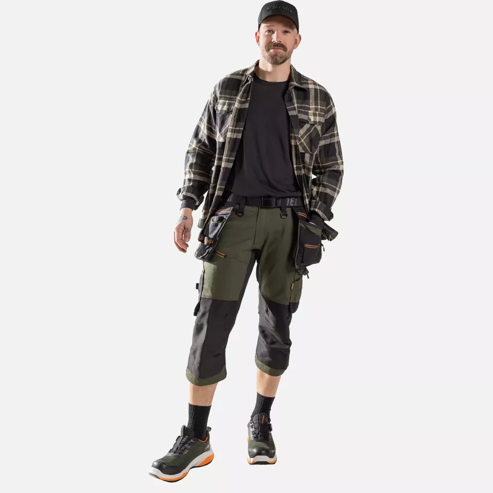 Blaklader 197711494240, STRIKER Stretch Pirate Shorts, Forest Green/Rust, image 4, gallery thumbnail