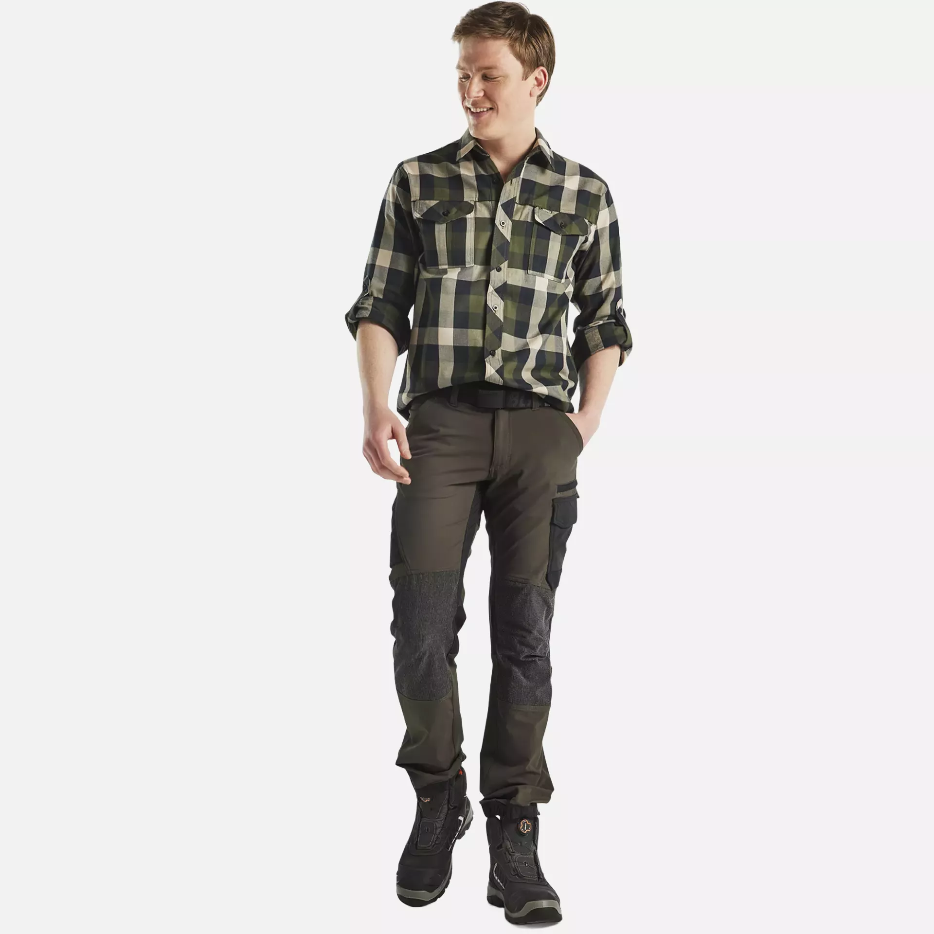 Blaklader 329911524599, Flannel Shirt, Dark Olive Green/Black, image 5