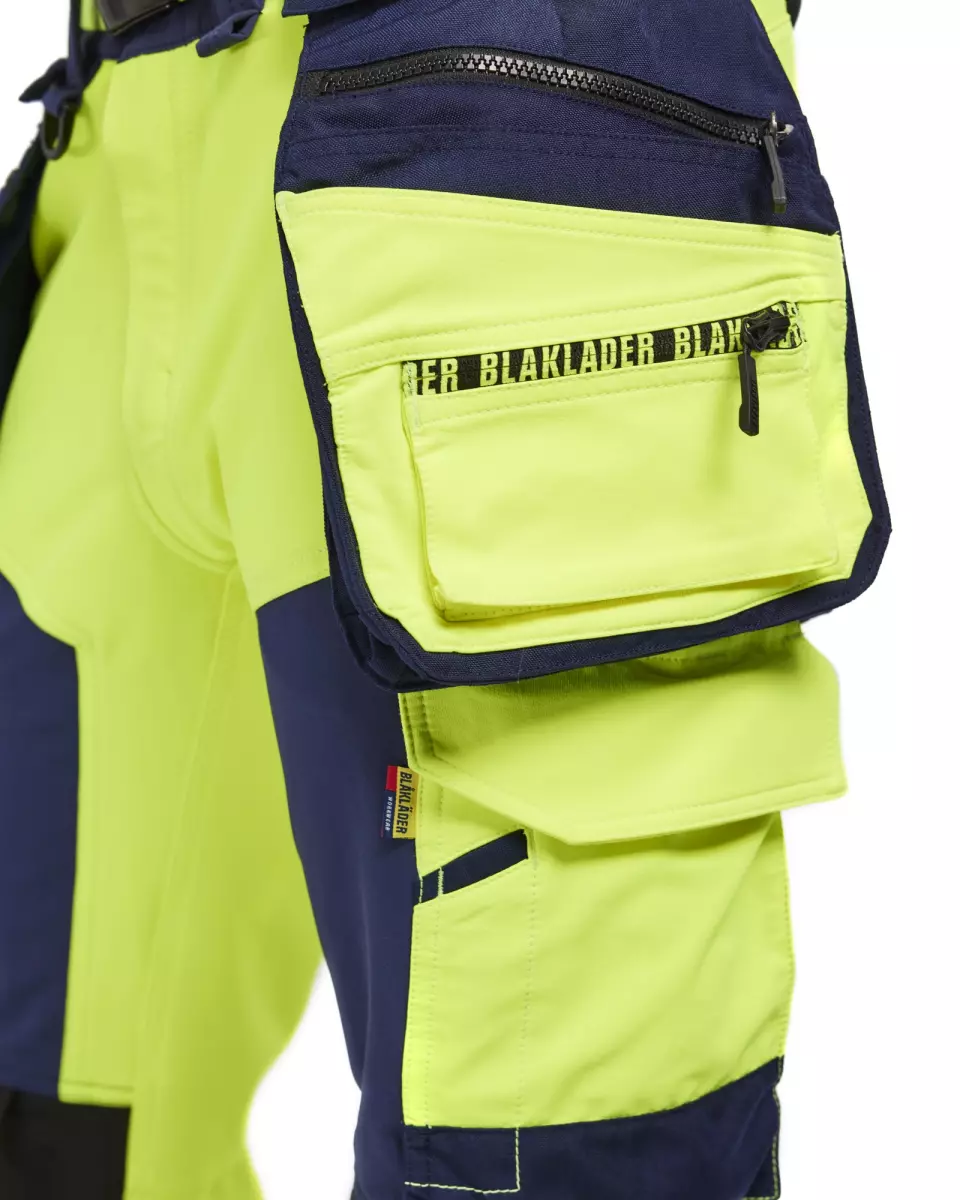 Blaklader 702216483389, High Vis Ladies 4-Way Stretch Trousers, Yellow/Navy Blue, image 10, gallery thumbnail