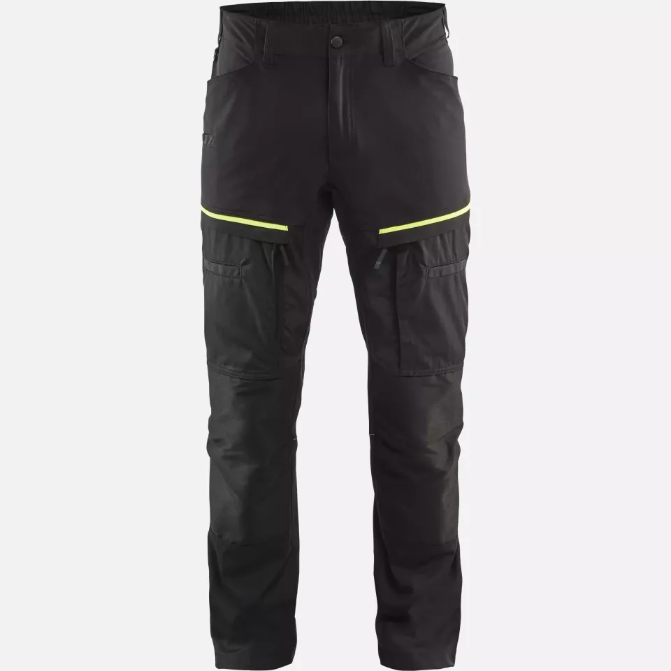 Blaklader 145618459933, Stretch Work Trousers, Black/Yellow, image 1, gallery thumbnail