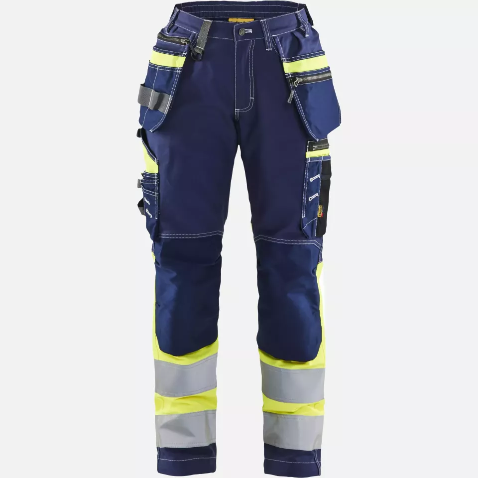 Blaklader 719613708833, High Vis Ladies Stretch Work Trousers, Navy Blue/Yellow, image 1, gallery thumbnail