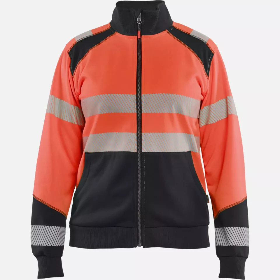 Blaklader 350825285599, High Vis Ladies Zip Sweatshirt, Red/Black, image 1, gallery thumbnail