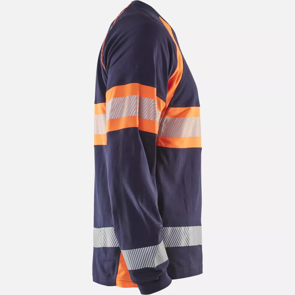 Blaklader 351010308853, Long Sleeve High Vis Shirt, Navy Blue/Orange, image 2, gallery thumbnail