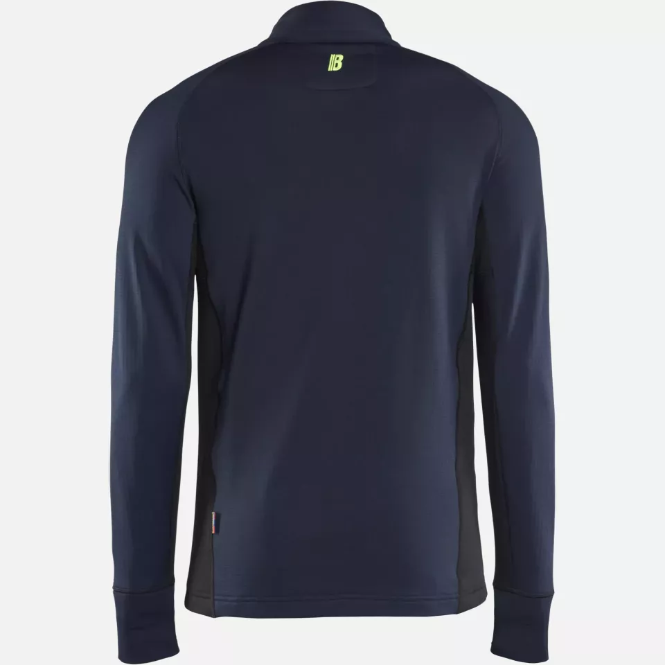 Blaklader 473525398633, STRIKER Fleece Jacket, Dark Navy/High Vis Yellow, image 4, gallery thumbnail