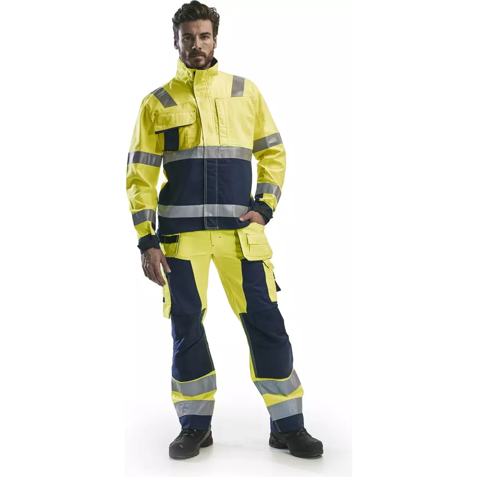 Blåkläder 156818113389, High Vis Craftsman Work Pants, Yellow/Navy Blue, image 5, gallery thumbnail