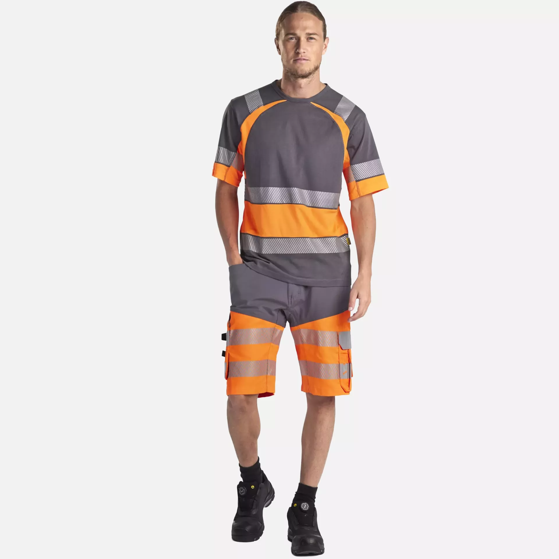 Blaklader 154118119653, High Vis Stretch Shorts, Medium Grey/Orange, image 5