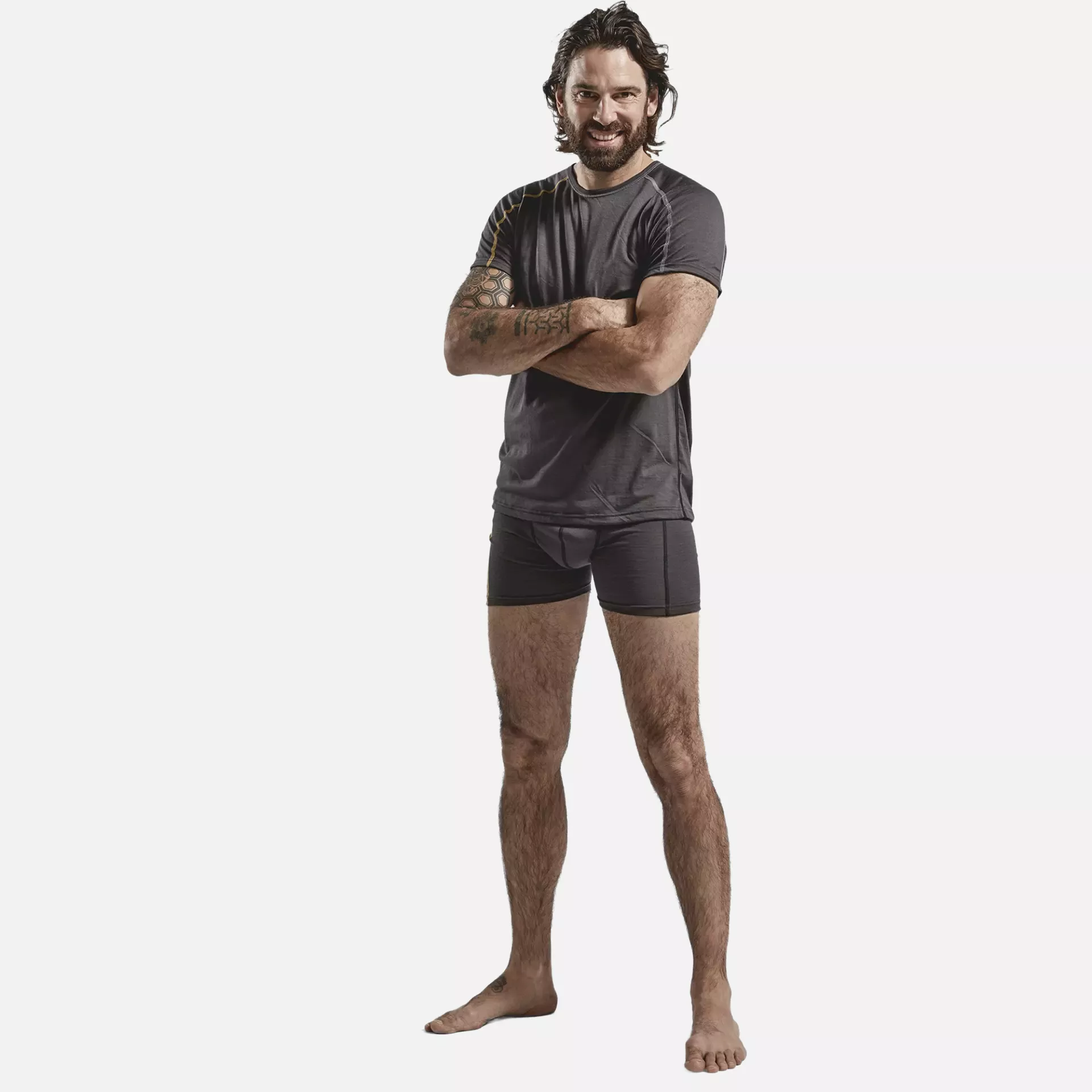 Blaklader 479817349835, XLIGHT Merino Wool Base Layer T-Shirt, Dark Grey/Yellow, image 5