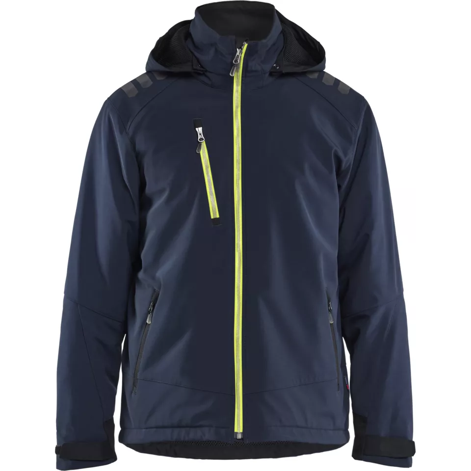 Blaklader 475025138633, Softshell Winter Jacket Lightly Lined, Dark Navy/High Vis Yellow