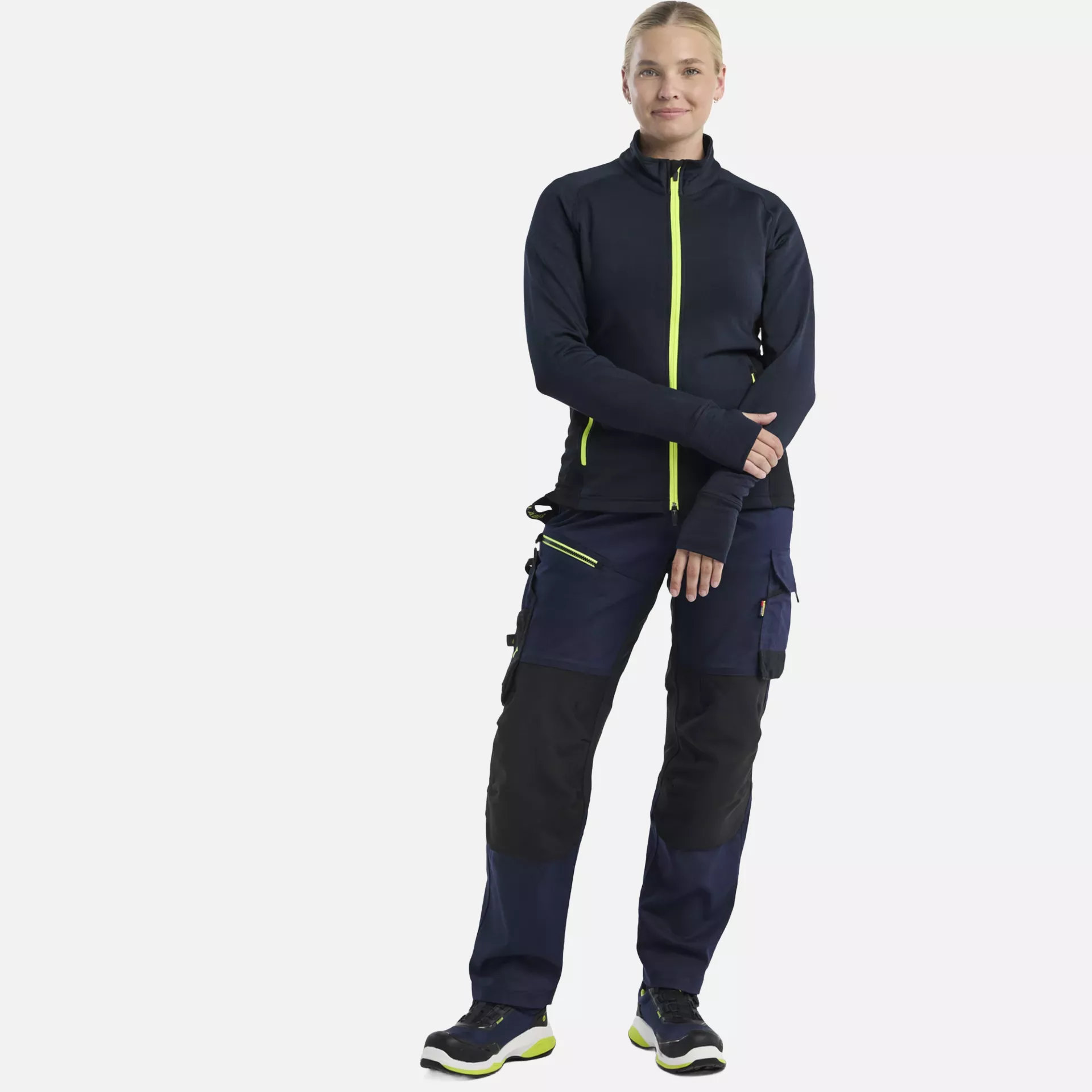 Blaklader 474525398633, STRIKER Ladies Fleece Jacket, Dark Navy/High Vis Yellow, image 5