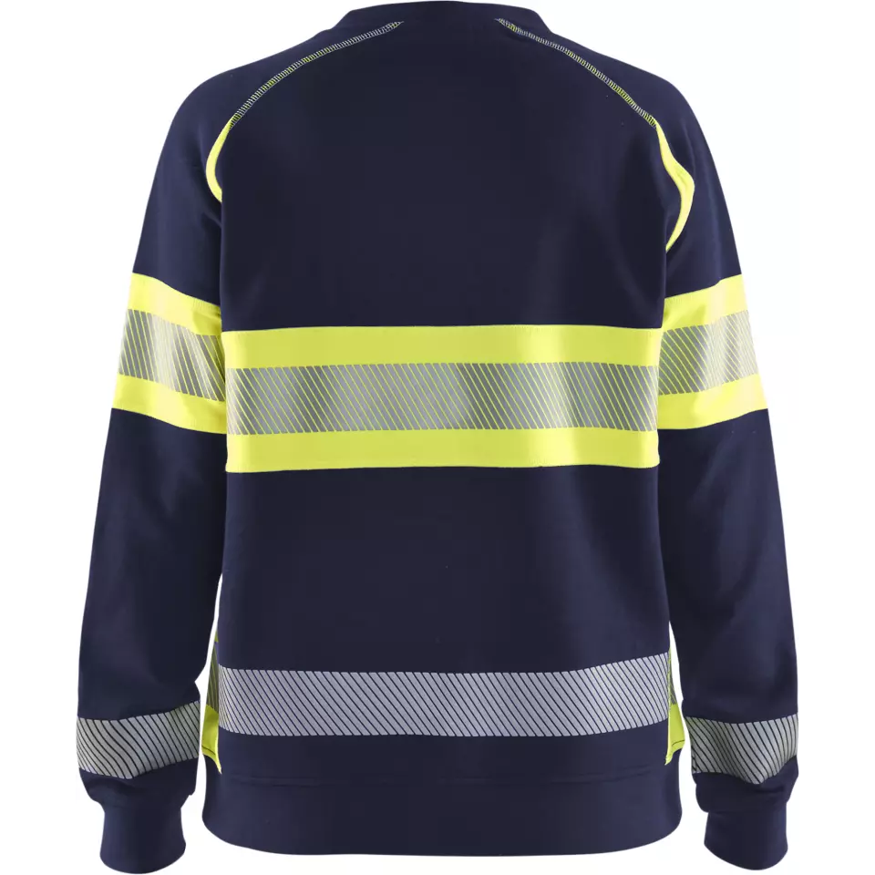 Blåkläder 340911588933, High Vis Ladies Sweatshirt, Navy Blue/ Yellow, image 4, gallery thumbnail