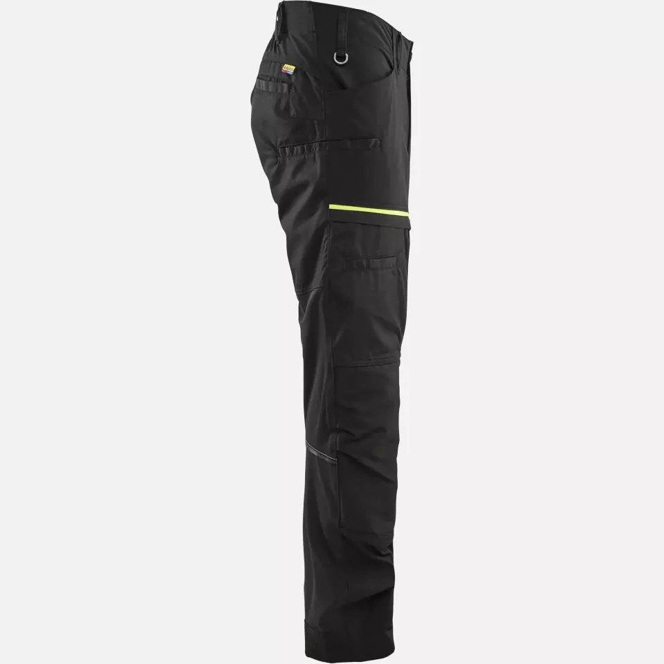 Blaklader 145618459933, Stretch Work Trousers, Black/Yellow, image 2, gallery thumbnail