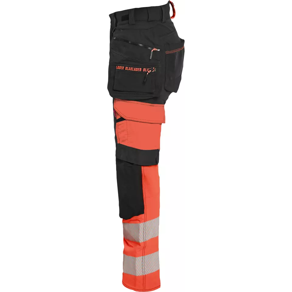 Blaklader 702516489955, High Vis Women's 4-Way Stretch Trousers, Black/High Vis Red, image 3, gallery thumbnail