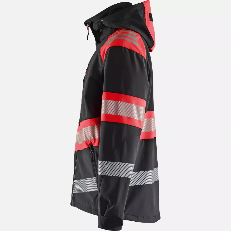 Blaklader 449425139955, High Vis Softshell Jacket, Black/High Vis Red, image 3, gallery thumbnail