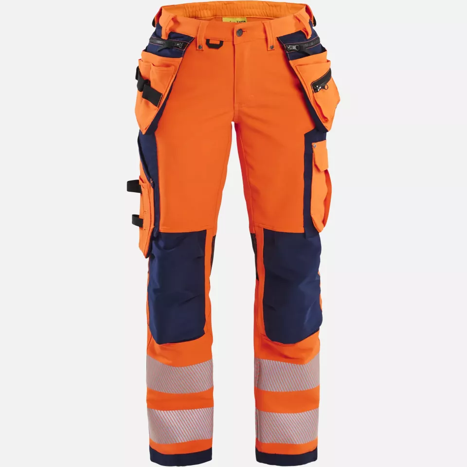 Blaklader 719716425389, High Vis Ladies 4-Way Stretch Work Trousers, Orange/Navy, image 1, gallery thumbnail