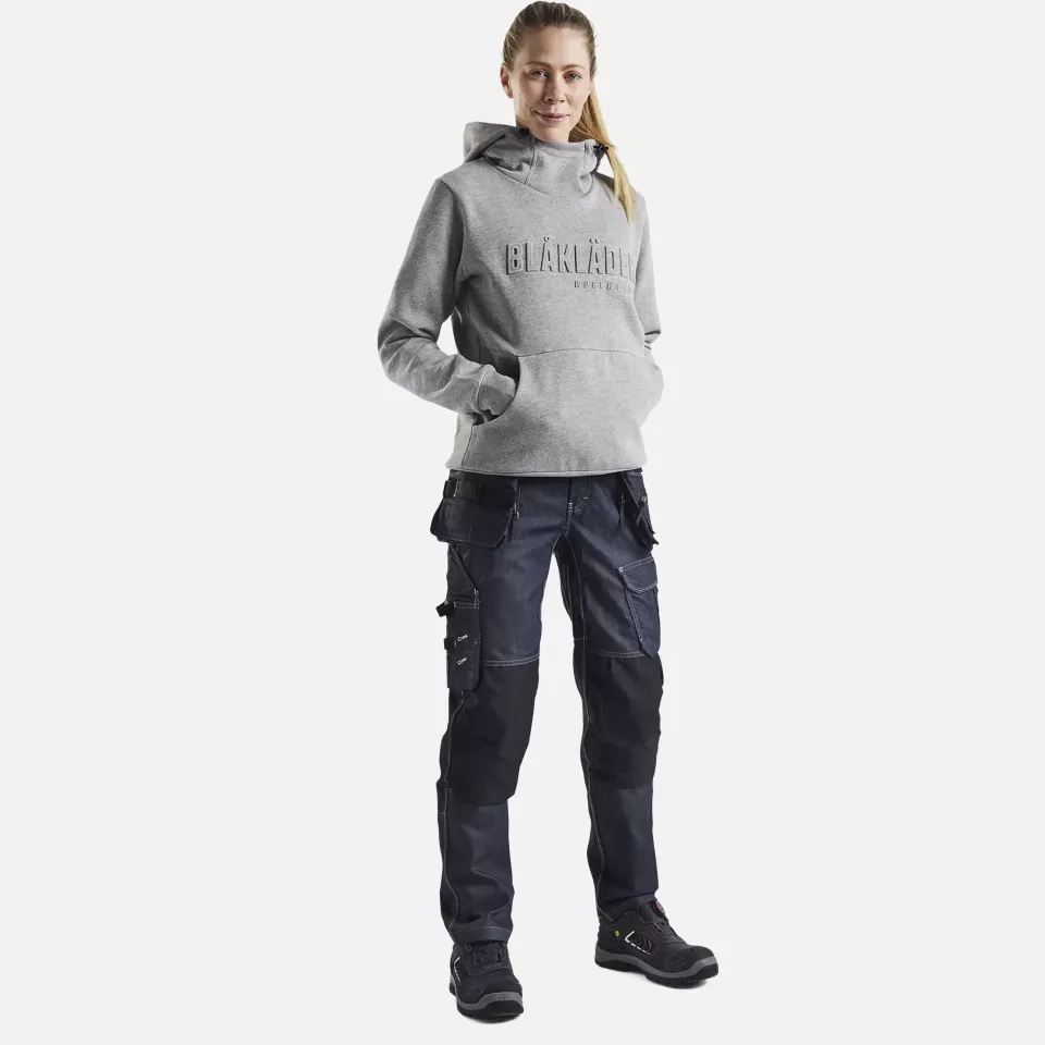 Blaklader 356011579000, 3D Women's Hooded Sweatshirt, Grey Melange, image 5, gallery thumbnail