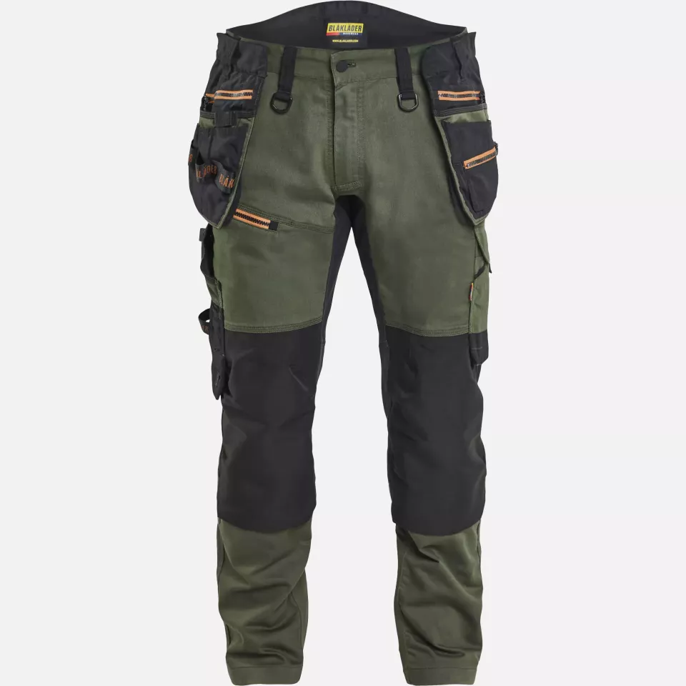 Blaklader 197011494240, STRIKER Stretch Craftsman Work Trousers, Forest Green/Rust, image 1, gallery thumbnail
