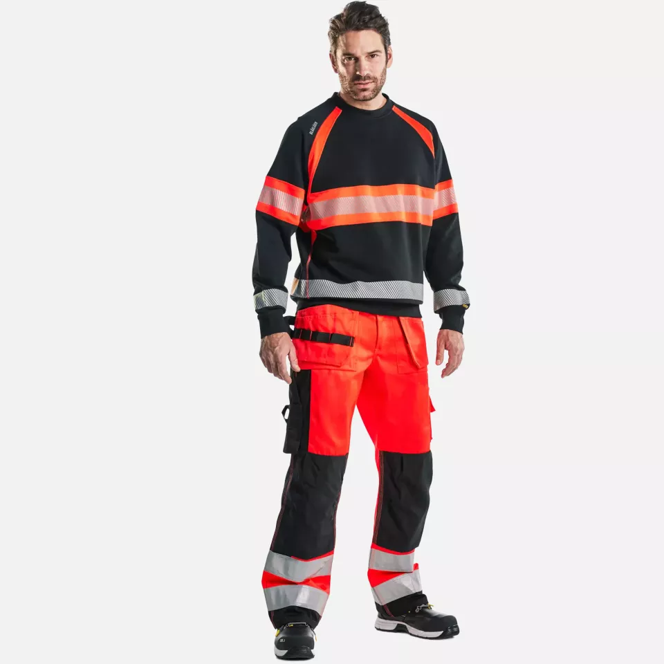 Blaklader 335911589955, High Vis Sweatshirt, Black/High Vis Red, image 5, gallery thumbnail