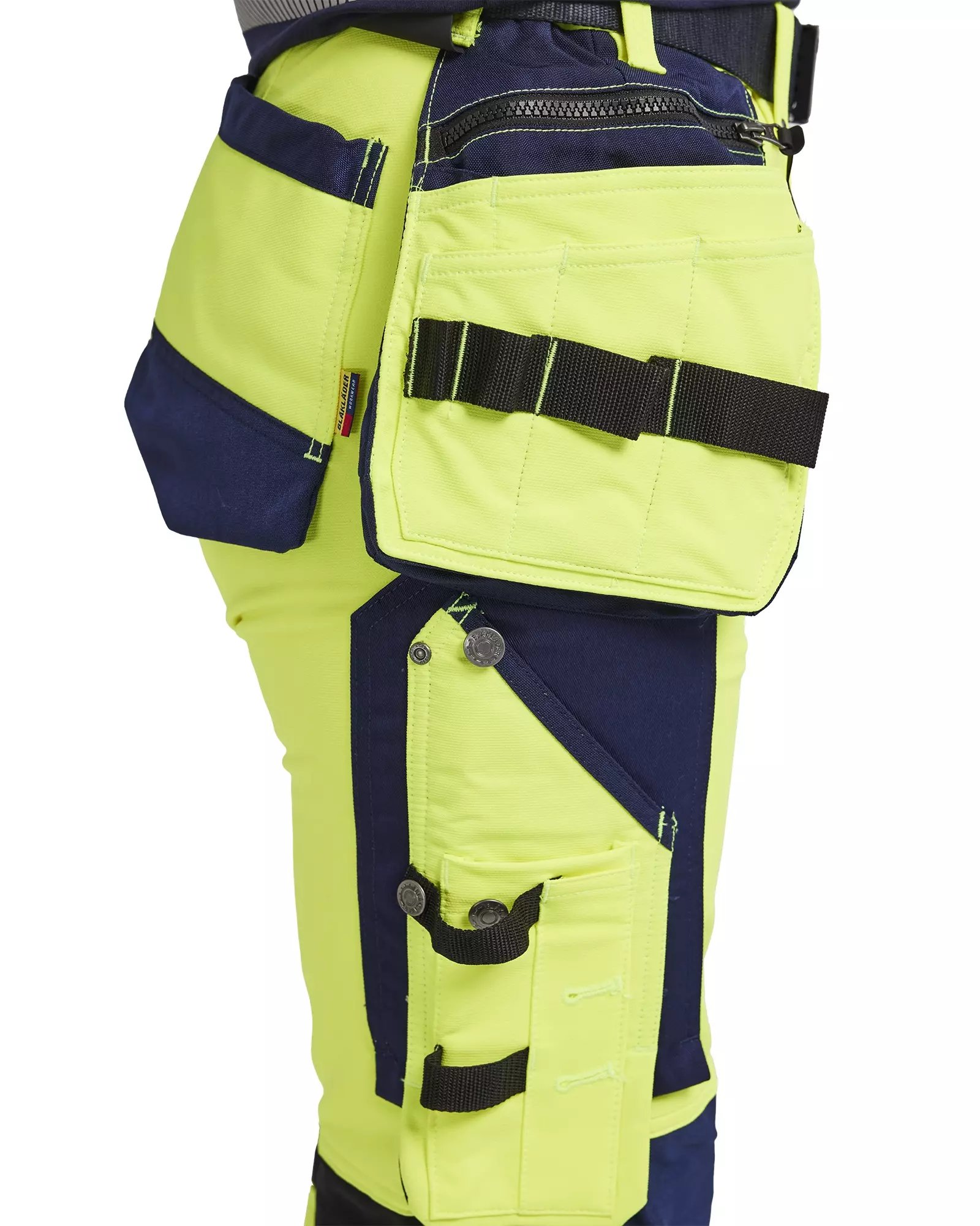 Blaklader 719716423389, High Vis Ladies 4-Way Stretch Work Trousers, Yellow/Navy Blue, image 6
