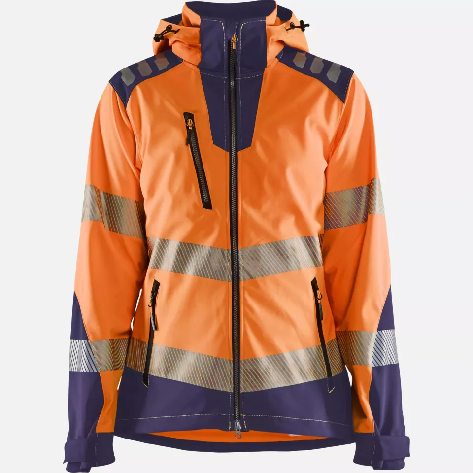 Blaklader 479125135389, High Vis Women's Softshell Jacket, Orange/Navy Blue, image 1, gallery thumbnail