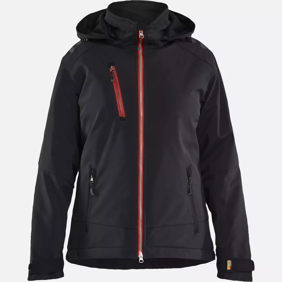 Blaklader 475125139956, Women's Softshell Winter Jacket Lightly Lined, Black/Red, image 1, gallery thumbnail