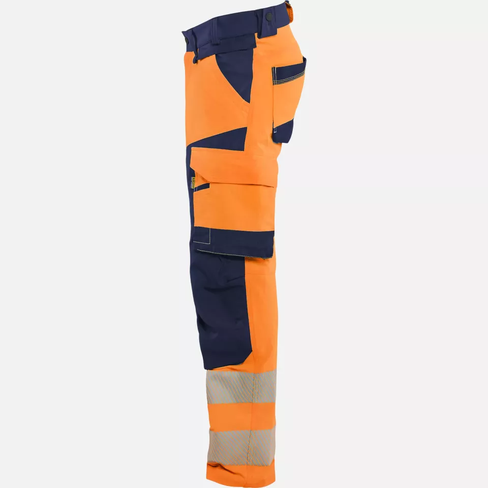 Blaklader 112416485389, Hi-Vis Work Trousers 4-Way Stretch, Hi-Vis Orange/Navy Blue, image 3, gallery thumbnail