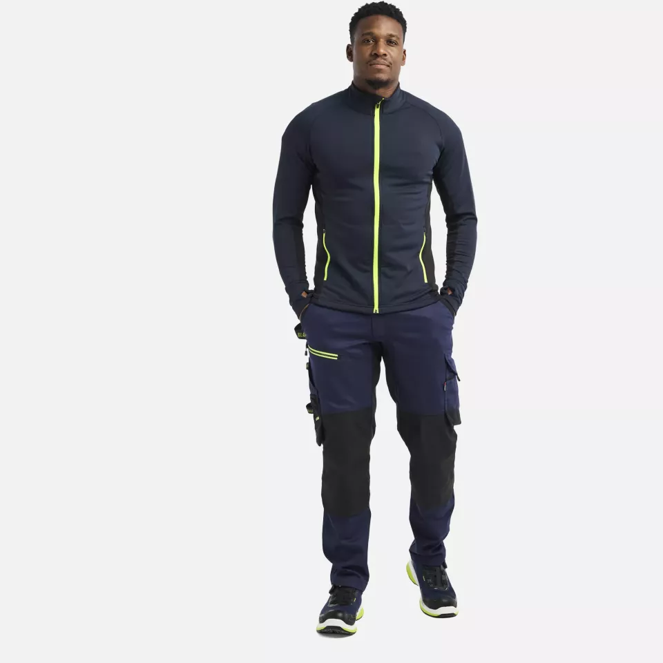 Blaklader 473525398633, STRIKER Fleece Jacket, Dark Navy/High Vis Yellow, image 5, gallery thumbnail