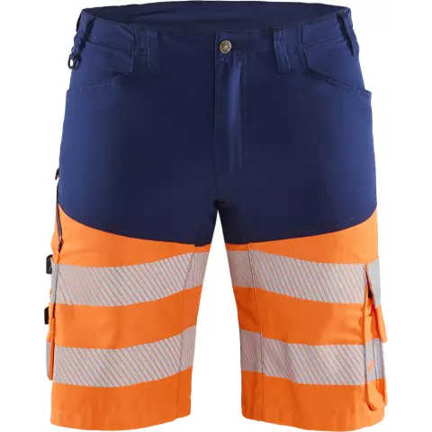 Blaklader High Vis Stretch Shorts, Navy Blue/Orange