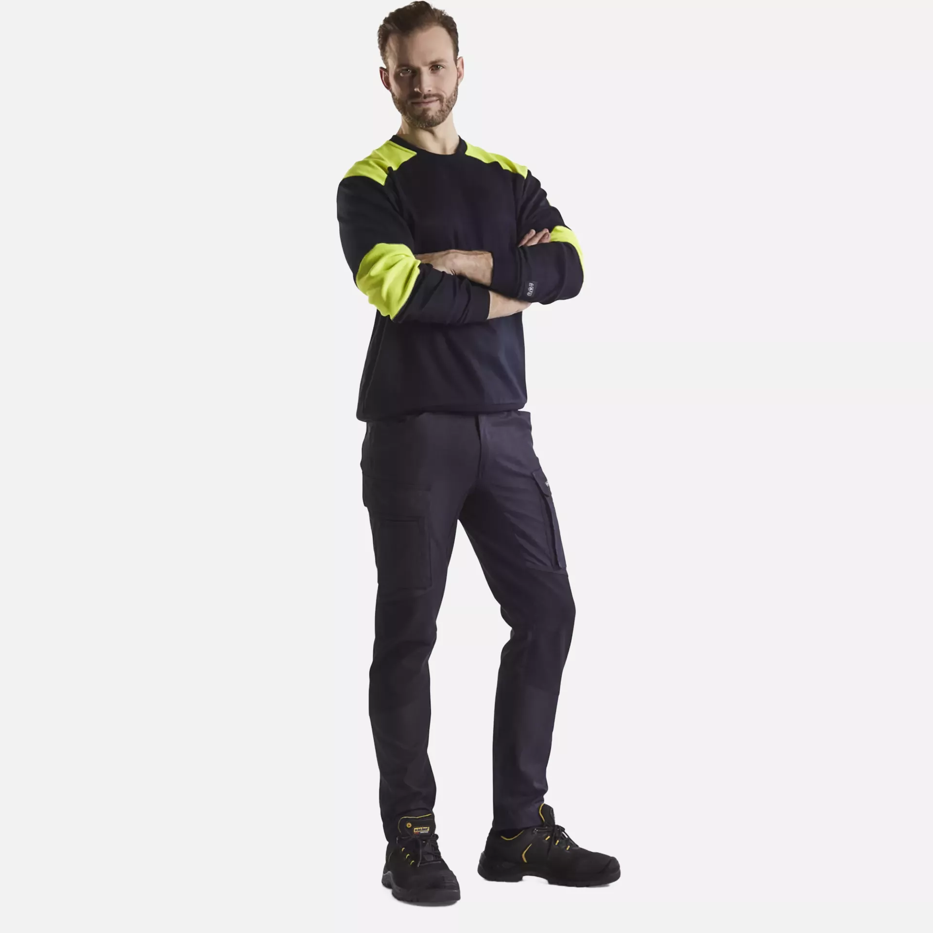 Blaklader 345817628933, Flame Resistant Sweatshirt, Navy/Yellow, image 5